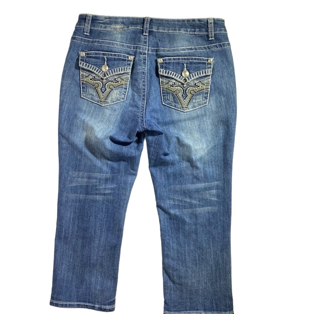 ND Weekend women's size 12 denim capris bling pockets medium wash mid rise